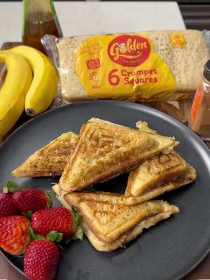 Golden Bakery Crumpets, whether they’re sound or square they’re a staple in my family for breakfast or as I’ve done today a sweet treat. For my Golden Crumpet banana and honey delight all you need is: 4 square Golden Crumpets 1 sliced banana 1/4 cup honey  1 teaspoon cinnamon  No need to butter the toastie maker, simply pop in your square Golden Crumpets and add a layer of sliced banana, drizzle honey over the banana and sprinkle the cinnamon. Pop on top the Golden Crumpets and close the lid. Cooking time is approximately 5-6 minutes or to your liking. Pick up your Golden Bakery Crumpets from the supermarket on your next grocery run. #goldencrumpets @GoldenBakeryCrumpets 