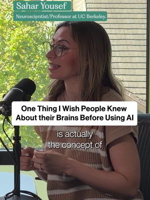 The concept every person should understand before building AI into daily work is neuroplasticity.. the brain literally reshapes itself based on what it practices, and stops being good at what it stops doing. Offloading thinking to AI without pausing to think first is the same as never lifting the weight, and the atrophy follows just as predictably. #SaharYousef #BecomingSuperhuman #DigitalWellbeing