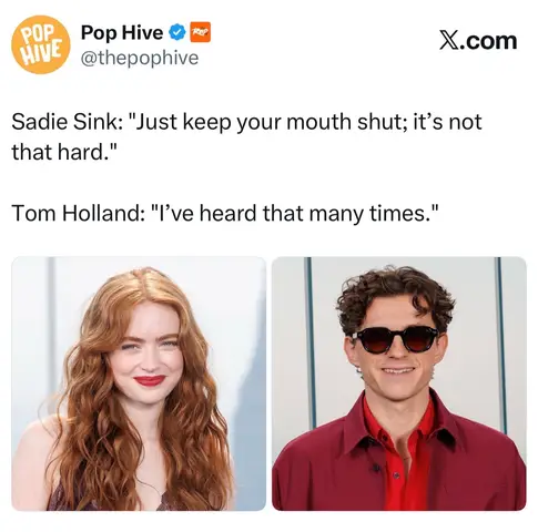 During an interview with IMDb, Sadie Sink said she quickly recognized the immense interest in her character for ‘Spider-Man: Brand New Day.’ She said it wasn’t very difficult to avoid questions from her friends, adding, “Just keep your mouth shut; it’s not that hard.” The camera then zoomed in on Tom Holland, who is known for unintentionally spoiling movie plots during pre-release interviews. He responded, “I’ve heard that many times,” playfully taking a dig at himself. 🤣