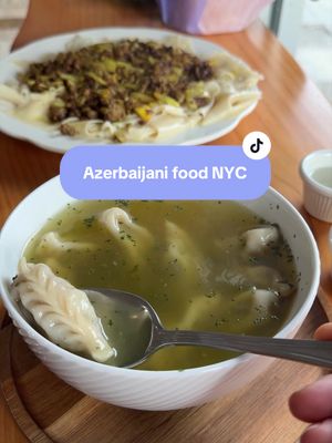 Let’s get some Azerbaijani food in Brighton Beach!🇦🇿 📍Merci Baku: 1077 Brighton Beach Ave, Brooklyn, NY 11235 Dishes ordered:  - gurza (dumplings in soup) - hengel yarpaq (pasta sheets with ground lamb, onions and yogurt) - qutab with greens (stuffed flatbread) - Azerbaijani baklava (Special thanks to my server Furkan for being so helpful!)  #nycfood #brooklynfood #hiddengems #brightonbeachbrooklyn  #azerbaijanifood