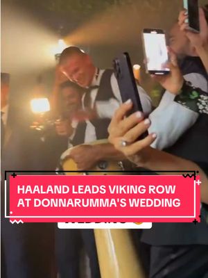 Erling Haaland led the "viking row" chant at Gianluigi Donnarumma's wedding in Puglia! 🤣🚣 (via @excursusvitae) #haaland #FIFAWorldCup #viral #nice #fyp 
