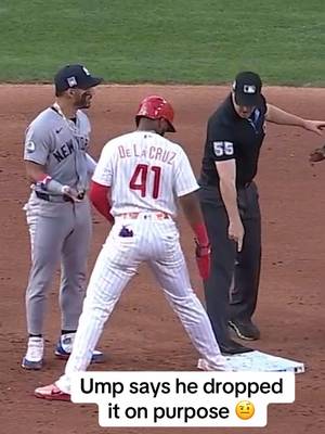 Umpire prevents Jose Caballero from turning a double play because he said this line drive was dropped intentionally #baseball #MLB #yankees #phillies #umpire