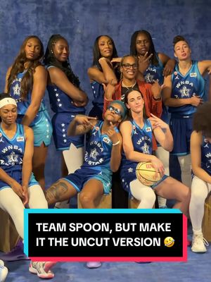 Team Spoon, say cheese 📸 🤣 Take a look at Team Spoon getting their 2026 All-Star portraits taken...uncut version. #WNBAAllStar2026 | @AT&T  #WNBA #teamspoon #portraits #funny 