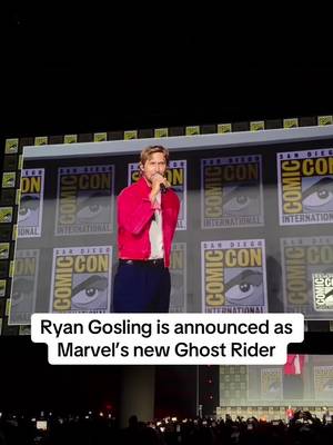 #RyanGosling takes the stage at Hall H to officially reveal that he’s playing #GhostRider in the #MCU: “Wow. Is this really happening? As you know, this is a character I’ve wanted to play for a very long time.” Shawn Levy, who just worked with Gosling on “Star Wars: Starfighter,” will direct the upcoming #Marvel film: “Gosling is the absolute shit. I say that with tremendous respect.” #ComicCon