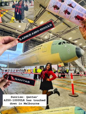 The world’s most anticipated aircraft landed in Australia It still feels surreal that I got to witness such a historic milestone as a Qantas Group employee.  The very first @qantas @airbus A350-1000ULR for Project Sunrise has officially arrived in Australia after an incredible 19-hour, 13-minute journey from Toulouse, France, covering almost 17,000km to Melbourne. This wasn’t just another delivery flight—it became the most-tracked flight in the world, with thousands of aviation enthusiasts following its journey in real time. Purpose-built with an additional 20,000-litre fuel tank, this aircraft is designed to fly commercially non-stop for up to 22 hours, paving the way for direct Sydney–London flights from October 2027, followed by Sydney–New York. Being there to celebrate the arrival of an aircraft that represents the future of aviation is something I’ll never forget. So proud to be part of the Qantas Group and to witness a moment that will be remembered in aviation history.  Would you fly non-stop from Sydney to London? Let me know in the comments!  #ProjectSunrise #Qantas #AirbusA350 #melbourneairport #airlinestaff  @Qantas 