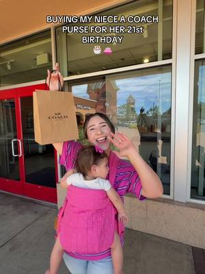 Don’t tell her what I got her! Did I make a good choice?! 👛 #fyp #aunt #niece #jessandsam #coachbag 