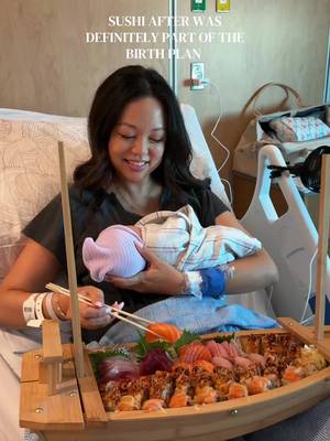It’s like a reward. 🍣🥢 @Sushi Friend (shout out to @letthemeatthis for bringing me sushi on a sushi boat. She knows what’s up).  #laboranddelivery #sushiboat #sushi 