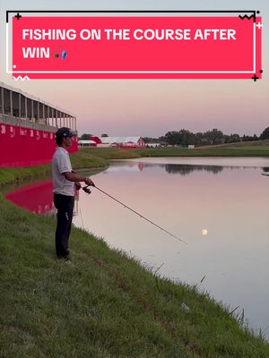 21-year-old Jackson Koivun celebrated his PGA Tour win by going fishing in a pond right by the 18th green 🙌 (via: IG/3mopen)