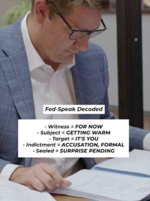 The federal government uses specific terms for a reason. Words like target, indictment, and sealed aren't just legal jargon - they describe different stages of a federal investigation and prosecution. Knowing the vocabulary can help you understand what's really happening. The more informed you are, the better prepared you'll be. #FederalLaw #FederalCharges #FederalDefense #WhiteCollarDefense #KeithAndLorfing #LegalTips #CriminalDefense #FormerFederalProsecutor #DOJ #FederalCourt