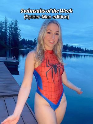 Sunday’s swimsuit is my favorite 😉 In honor of Spider-Man week, I’ve got a lineup of my best Spider-Man and Spider-Gwen swimsuits!  Man the tan lines on these would be weird (or awesome - should I find out??)  #spiderman #spidermanbrandnewday #spidergwen #bikini #outfitoftheweek 