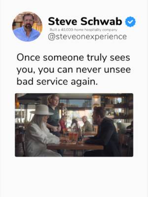 Once someone truly sees you, you can never unsee bad service again.  When a guest experiences genuine, human-first hospitality where they feel understood and valued, their standard changes forever. Transactional, robotic interactions suddenly stick out like a sore thumb. Genuine care isn't just a perk, it’s the benchmark that forever ruins ordinary service. Bigger isn't the win. Better is. #companyculture #customerexperience #hospitalitymindset #ceoinsights #propertymanagement #scaleyourbusiness