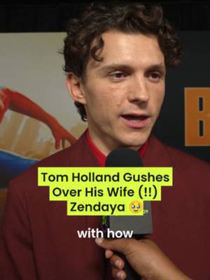 The way Tom Holland talks about Zendaya >>>  The #SpiderManBrandNewDay star told us how “grateful” he is to be on this journey with his WIFE @zendaya at the film’s LA premiere. Cue the swoons!! 📷 #tomholland #zendaya #spiderman