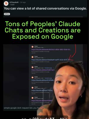 Claude users are creating public share links, but probably don't realize that means their chats are now ending up in Google searches where anyone can dig through them. One Google dork — a super specific search that is useful for finding particular webpages or files — surfaced Claude chats, according to this post on the Claude subreddit. At the time of writing, that Google dork appears to have been mitigated. No results appeared when 404 Media tested it, on both Google and DuckDuckGo. The post said some of the surfaced chats included API keys, login credentials, and personal information like names, addresses, and phone numbers. Claude also offers Artifacts, which are interactive work spaces for trying out vibe-coded apps or other tools. A Google dork for surfacing them is still working at the time of writing. @Evy Kwong  Read at 404media.co