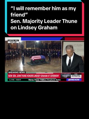Senate Majority Leader John Thune honors Lindsey Graham and reflects on their relationship at the late senator's memorial on Capitol Hill. #news #politics 