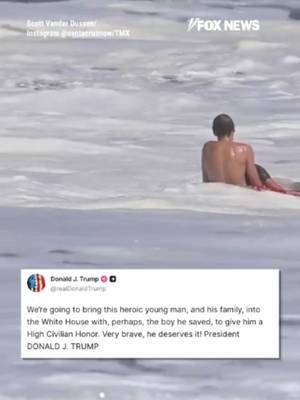 NEW: President Trump announces he is bringing this heroic young lifeguard to the White House to award him the nation's highest civilian honor. A brave 16-year-old lifeguard named Ryder risked his own life to save a 10-year-old boy who was swept into massive waves at Seabright Beach in Santa Cruz, California, refusing to let go despite being repeatedly pulled beneath the surf. Witnesses say the dramatic rescue lasted several minutes, with another lifeguard eventually helping bring the child safely back to shore, where he was treated by paramedics and reunited with his family.