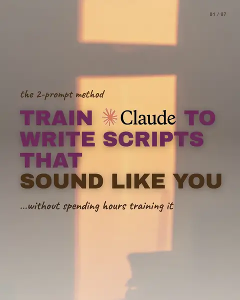 whether you already have scripts or you're brand new to UGC, these two prompts will train Claude to actually match your voice, your tone, and your personality. ✅teach it how you talk ✅tell it what to avoid ✅use it to brainstorm, not replace your story. save this for the next time you're staring at a blank screen 🤍 #ugccreator #ugctips #contentcreator #creatortips #claudeai   