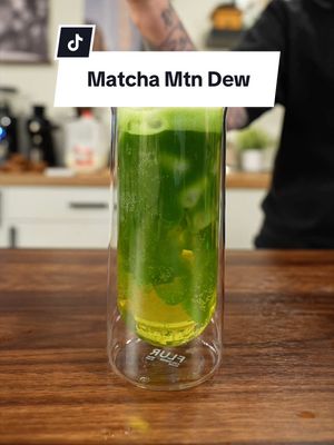 Everyone’s on the fridge cigarette trend, but what about matcha mtn dew?  #matchatok #matcharecipe #homebarista