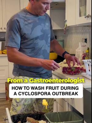 🍓 Are You Washing Your Fruit Correctly During a Cyclospora Outbreak? Rinsing your berries with water for 2 seconds isn't enough! A board-certified gastroenterologist demonstrates the exact step-by-step routine to properly clean fresh fruit and protect your gut from parasitic contamination 🚨🚰 💡 Doctor-Approved Fruit Washing Steps: 1.-Remove Stems & Leaves 🍃 Pluck off green tops where hidden debris and parasites easily trap themselves. 2.-Soak & Use Fruit/Vegetable Wash 🧼 Give your berries an initial thorough wash with a food-safe solution in a large bowl. 3.-Add Distilled White Vinegar 🍾 Vinegar helps break down stubborn surface contaminants and microscopic pathogens. 4.-Agitate Under High Pressure 🚿 Rinse under firm running water while gently swirling to dislodge lingering particles. 🛡️ Protect & Strengthen Your Gut Health Daily! Food prep is step 1: doctor-formulated digestive supplements are step 2 to maintaining a resilient gut microbiome and strong digestion! 👉 Keep your digestive system strong and balanced! 🔗 Click 1md.org to shop 1MD Nutrition! 🔗 #GutHealth #Gastroenterologist #1MDNutrition #FoodSafety #DigestionTips