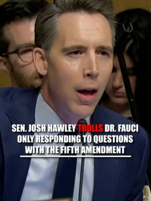HAPPENING NOW: Sen. Josh Hawley skewers Dr. Fauci for stonewalling the Senate hearing with his refusal to answer questions by invoking his Fifth Amendment right. “What day of the week is it today? What color tie are you wearing? What color is the carpet in front of you?”