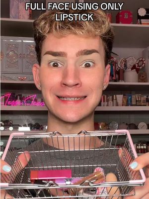 Replying to @Angel picking out a full face makeup routine with only lipstick! #makeup #lipstick #viralmakeup #beauty #makeupchallenge 