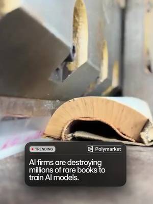 AI companies are reportedly buying millions of physical books, cutting them apart, scanning every page and pulping the remains to train their AI models. The practice has fueled concerns that rare and out-of-print books could be destroyed on an industrial scale as labs race to secure new sources of high-quality training data. Traders predict only an 18% chance the U.S. enacts an AI safety bill before 2027.