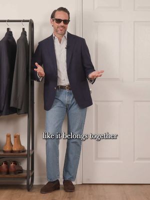 Answering the age-old question: can you wear a blazer with jeans? OUTFIT DETAILS: Sport coat & shirt: @hespokestyle x @michaelandrewsbespoke Jeans: @levis Sunglasses: @rayban Loafers: @crockettandjones_official Watch: @furlanmarri Fragrance: @fredericmalle Shop this look here: https://hespokestyle.com/look/navy-hopsack-blazer-with-lightwash-jeans-outfit/