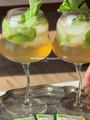 Looking for a refreshing, alcohol-free drink? Let’s make a minty peppermint tea mocktail with @Twinings USA 🌱 #ad Ingredients: •⁠  ⁠Fresh mint •⁠  ⁠3 oz simple syrup •⁠  ⁠1 lime, juiced •⁠  ⁠6 oz water, boiled •⁠  ⁠2 bags of Twinings Pure Peppermint Tea Recipe: •⁠  ⁠Add ~6 mint leaves, 2 oz simple syrup, & the juice of 1/2 lime to a glass. Muddle well •⁠  ⁠Add 6 oz boiling water then steep tea for 5 min. Let cool •⁠  ⁠Grab two wine glasses •⁠  ⁠Add ~4 mint leaves to each glass followed by 1/2 oz simple syrup, a bit of lime juice to each cup, & ice •⁠  ⁠Divide tea evenly between each glass then top with club soda & a mint sprig #twiningsusa #mocktail #tea #drinkrecipe 
