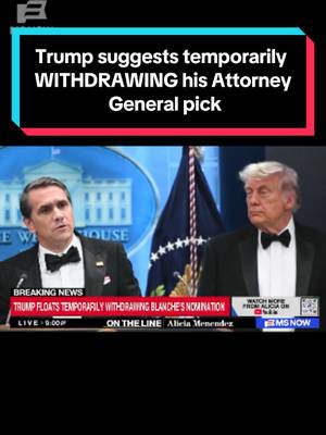 President Trump posted to social media saying he has "no objection" to temporarily withdrawing Todd Blanche's nomination to become Attorney General and "putting him back" once objecting GOP Senators John Cornyn and Thom Tillis are out of office. #news #politics