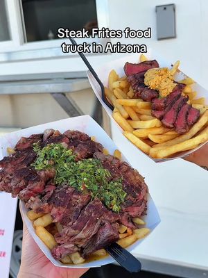 Steak Frites on Wheels is my dream come true! 🥩🍟 You know when you’re craving a good steak frites but don’t feel like dressing up to go sit down at a restaurant? Well, now you can get it casually and affordably. Zappala’s is a food truck serving steak frites and burgers. For the steak frites, you  - pick your cut  picanha or ribeye (the ribeye is HUGE and only $34) - pick your side (fries or onion rings)  - and pick your sauce (chimichurri or cowboy butter) They rotate between 3 spots: 👉🏻Tuesday - Chupacabra Taproom 👉🏻 Wednesday - Wren House Brewing 👉🏻. Friday - Greenwood Brewing 📍  @ZAPPALA’S 