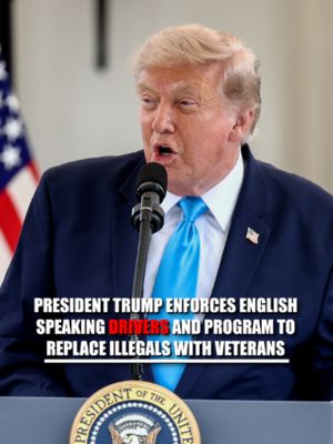 BREAKING: "We've already removed more than 24,000 non-English speakers from behind the wheel. We've also forced states to cancel more than 28,000 commercial driver's licenses unlawfully issued to illegal aliens." President Trump announces an expansion of his program to get non-English speaking truck drivers off American roads, while replacing them with veterans, many of whom already have the experience. "As we get illegal aliens off the roads today, we're also taking action to replace these unqualified migrant truck drivers with highly qualified American veterans." The president also said veterans without truck driving experience will be given a "very quick" road to their commercial license, saying they will be trained and taught. "Any American who has driven a heavy truck for our military will automatically be eligible for a commercial driver's license, and it's good paying jobs too."