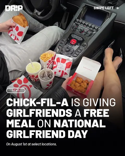 Chick-fil-A is giving girlfriends a free meal for National Girlfriend Day 👀 The deal is happening August 1 from 5-10 p.m. at the 124th & Capitol location. #chickfila #nationalgirlfriendday #couplegoals #FoodTok #foodnews 