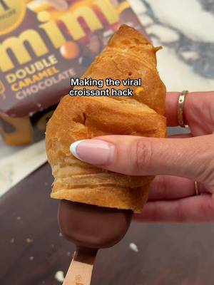 How do you like your eggs in the morning? I like mine with Magnum stuffed croissants🥐🤎 #magnum #icecreamcroissant #viralrecipe