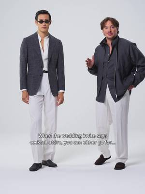 Cocktail attire, explained. Our Style Director Marc shares how to approach one of the most common dress codes whether you choose a full suit or a tailored jacket with separate trousers. Visit your nearest store and find your perfect fit.