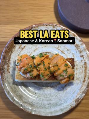 finally tried Sonmari and yes it is worth the hype!!! LA has so many handroll spots but this one is my favorite. They give SO much fish and the quality is REALLY good! They have the classic handrolls everyone loves like seared salmon, yellowtail, scallop and a5 wagyu but also creative and unique Korean-Japanese inspired ones like banh mi and bossam.  Sonmari has a lot of hype lately but they definitely still exceed expectations! I went on a random Monday for lunch and there was still a line!!  Besides the handrolls, I HIGHLY recommend the uni toast (TRUST ME!!!) and the a5 Miyazaki wagyu bowl. The wagyu bowl is only for dinner tho fyi!!!  #handroll #japanesefood #losangelesfood #sushi #a5wagyu 
