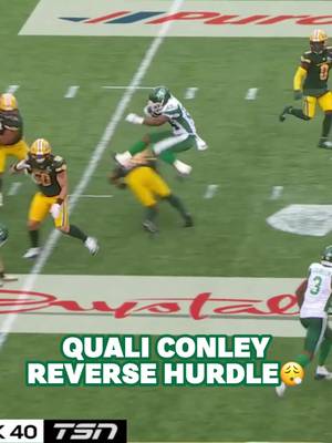 DID YOU SEE THAT?! Quali Conley with a reverse hurdle and first down 😮‍💨 🗓️: Roughriders vs Elks LIVE NOW 📺: TSN, CBSSN and CFL+