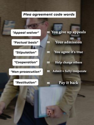 A plea agreement is more than paperwork - every word has consequences. Terms like appeal waiver, factual basis, and cooperation can affect your rights long after you leave the courtroom. Make sure you understand exactly what you're agreeing to before you sign. #FederalCriminalDefense #PleaAgreement #FederalCourt #FederalCharges #CriminalDefense  