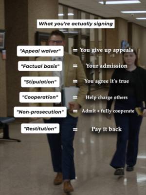 The most important part of a plea agreement is often the fine print. Words like cooperation, non-prosecution, and restitution carry legal consequences that can shape the outcome of your case. Before you sign anything, know what you're giving up - and what you're agreeing to. #FederalCriminalDefense #FederalInvestigation #FederalCharges #KnowYourRights #TrialLawyer #FederalCourt #KeithAndLorfing