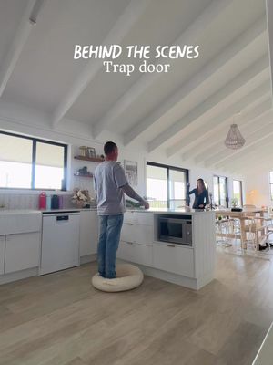 Behind the scenes filming the trap door challenge… 😂😂 Who wants to see the finished result? 👀