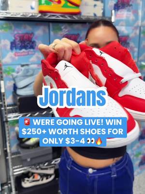 🚨👟 WE’RE GOING LIVE FROM 1PM-6PM EST! 🔥 WIN $250+ worth shoes for only $3-4 👀🔥 #shoes #kicks #livebreaks #fyp #hypebeast 
