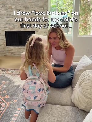 Truthfully, I needed it more than she did 🥹❤️ If you have littles starting school, you might want to send them off with a “love button”. This is our first time away from each other for school, and I truly can’t believe we’re entering this chapter! I drew hearts on all three of us, and told her that anytime we missed each other we just needed to press the heart button and it will send the other person love that we can feel. She loved it so much she had us each take individual back to school photos showing our heart. She went right to playing at drop off and we cried our way back to the car 😂 I need to know if this gets any easier because the emotional hang over I have is crazy. We need an emotional support back to school group chat! I saw this on the internet years ago and loved it. Let me know if you give it a try. What back to school rituals do you have?