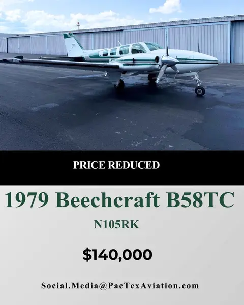 This 1979 Beechcraft 58TC Turbo Baron is now listed at $140,000. One of only 151 built Cruises at 232 KTAS Six-seat cabin Ready for your avionics upgrade If you’ve been waiting for the right twin-engine project with serious potential…this could be it. Send us a DM for more information or email social.media@pactexaviation.com to schedule a showing. #beechcraft #aviationdaily #twinengine #aircraftsales #beechcraftbaron 
