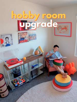 i’ve been wanting to give this space a fresh look for a while, adding this colorful record player, i knew it was going to be the centerpiece of the upgrade. from there, i decided to finally create the vinyl wall i’d been imagining, and seeing everything come together made this room feel complete. if you’re curious about the record player, i’ve linked it in my bio so you can check it out. the best part? you don’t need a full renovation to completely change the feel of a space. this entire update is renter-friendly, and the vinyl display is mounted using 3m command strips—no drilling required. what do you think of the new hobby room?  #ikea #ikeahack #vinylrecords #colorfulhome #midcenturymodern 