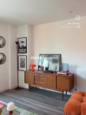 RIP Enetri sideboard upgrade, upgrading from the vintage Ikea Enetri to a 1950s mid century sideboard purchased from @ebay_uk  • Ambient Lighting • Lighting • Lamps • Home • Modern Home • London Flat • New Home • Old Home • Apartment • Interior • Decor • Living Room • Mid-century modern • Vintage • Chrome • Cozy • Vibes • Colorful • Colorful • Plants • Mid Century Furniture • #apartmenttherapy #livingroom #midcenturydecor #midcenturymodern #teakwood@eBay UK @Aesop 