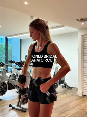 TONED BRIDAL ARM CIRCUIT (except I’ve been doing this workout for a hot minute now, I’m just engaged so I’m calling it that LOL) 🏋🏼‍♀️✨🤍 Cross Body Hammer Curl (2x20) — I use 10lbs Hammer Curl (2x20) — I use 10lbs Bicep Curl (2x20) — I use 10lbs Lateral Raise (2x20) — I use 10lbs Chest Fly (2x20) — I use 5lbs Goal Post Extension (2x20) — I use 5lbs Overhead Press (2x20) — I use 5lbs Tricep Kickback (2x20) — I use 5lbs