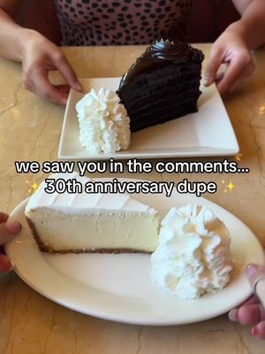 for those who keep asking for the 30th anniversary cheesecake…we found a loophole 😏 #menuhack #30thanniversarycheesecake #dupe 
