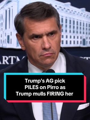 "Hypothetically, if the president chose to fire a United States attorney, it turns out he's allowed to do that because he's the president of the United States." Acting Attorney General Todd Blanche stood by Trump’s criticism of U.S. Attorney Jeanine Pirro, who has drawn the president’s ire for dropping charges against a former Olympian and others accused of vandalizing the Lincoln Memorial Reflecting Pool. #ToddBlanche #DOJ #jeaninepirro
