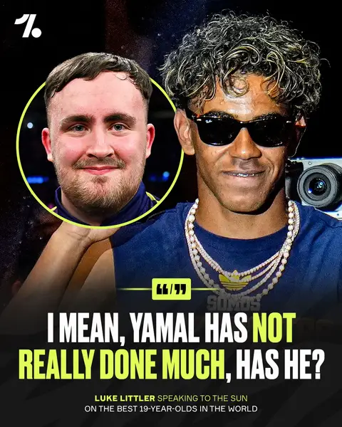 🎯 World Darts Champion Luke Littler has silenced any claims that Lamine Yamal is the best 19-year-old on the planet, insisting he ranks ABOVE the Spaniard and Tennis superstar Jannik Sinner 😤 🗣️ “Obviously at the minute it’s hard to say. With Sinner winning Wimbledon." he replied, when asked 'Are you the most dominant sportsman in the world?' by The Sun. 💪 “But yes, the way I’m winning games and the way I’m producing and picking up trophies, it’s probably the best out there. 🇪🇸 “Obviously Spain won the World Cup and everyone is talking about Lamine Yamal. 🤷‍♂️ “I mean he didn’t really do much, did he? Scored maybe one goal. Assisted, too. ❌ “Is he the best 19-year-old in the world? No, he’s not! 🏆 “As long as I’m winning, playing well and picking up trophies, then that’s all that matters.” #football #futebol #futbol #Soccer #darts 