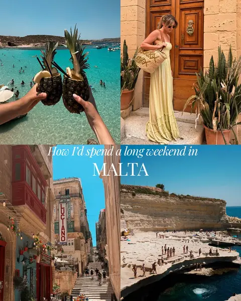 Malta is a great long-weekend trip to be planning now for autumn. The island sees 320 days of sunshine a year so you’ll get a great city break whilst extending the Summer! For a short break, I’d base yourself in Valletta, Sliema or nearby for easy access to the island’s must-visit spots and great restaurants/cafes/bars. 💎 The Valletta street food & walking tour is such a fun way to see the city for the first time  💎 I’d recommend a half day Comino & Blue Lagoon boat trip - go back to my last vid for more details!  Stay👇 £££ Casa Bonavita - Attard (further out but so gorgeous!) ££ Barcelo Fortina - Sliema £ Palazzo Violetta - Sliema If you need some more time to relax, swap out an activity for an afternoon by the pool or beach club like Singita or Manta by the Sea.  🔐 Save this post for your trip planning & share with your +1! • • • • Girls trip ideas | where to travel this summer | summer in Europe | Malta travel guide | things to do in Malta | blue lagoon Malta | Valletta | best restaurants Malta #maltaitinerary #travelguide #malta #visitmalta #vallettamalta  *content taken on @firstchoiceholidays insider trip
