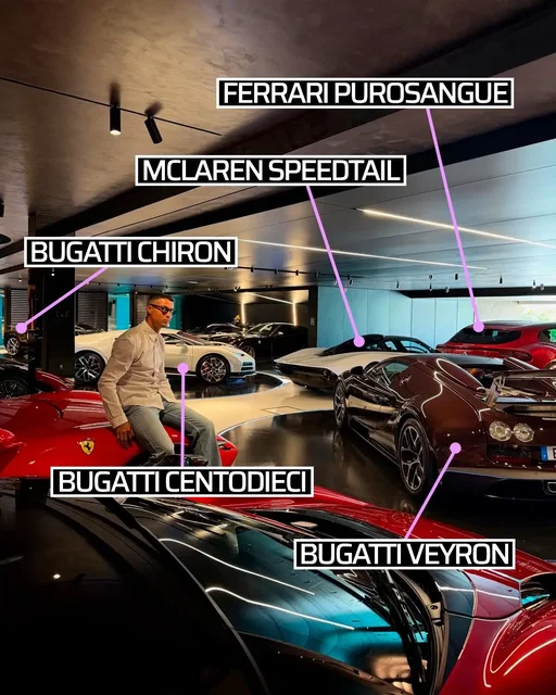 #CristianoRonaldo volvió a sorprender a sus seguidores al mostrar parte de su impresionante colección de autos, integrada por algunos de los modelos más exclusivos del planeta. Entre las joyas que aparecen en las imágenes destacan tres Bugatti, incluido el exclusivo Centodieci, del que solo existen 10 unidades; el poderoso McLaren Senna, varias Ferrari, el revolucionario Mercedes-AMG One, con tecnología inspirada directamente en la Fórmula 1, y el McLaren Speedtail, el vehículo de producción más veloz en la historia de la marca. 🚗💨