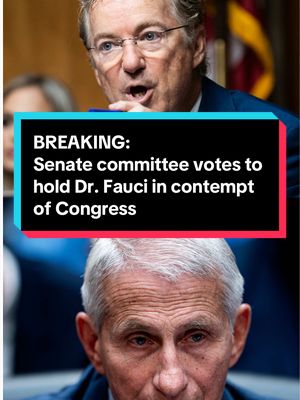 BREAKING: The Senate Homeland Security Committee voted to hold Dr. Anthony Fauci in contempt of Congress. The vote follows Fauci’s repeated invocation of the Fifth Amendment during a hearing led by Sen. Rand Paul, escalating their yearslong dispute over the pandemic. #Fauci #Covid
